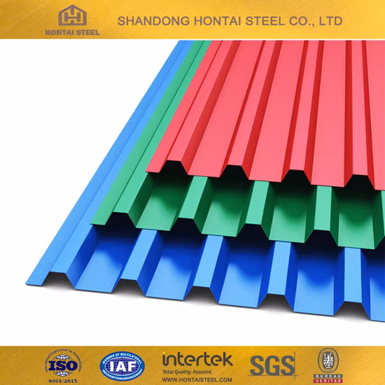 Preço de folha de telhado de ferro galvanizado colorido pré-pintado, chapa de aço ondulada Gi de zinco alumínio, chapa de telhado de metal barata