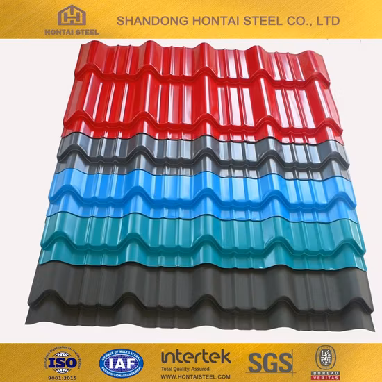 Material de construção Bobina galvanizada com revestimento colorido pré-pintada Bobina de aço carbono PPGI Chapa ondulada para telhado de metal