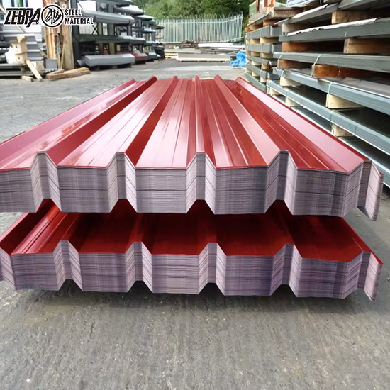 Folha de telhado de metal ondulado galvanizado revestido de zinco de cor de bobina PPGI perfilada pré-pintada de aço galvalume folha de telhado de ferro para telhas