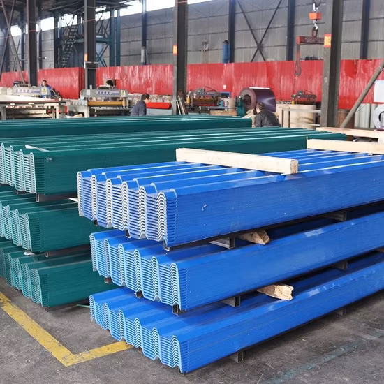 Material de construção Gi PPGI Galvanizado Pré-pintado Cor Revestido Corrugado Envidraçado Trapezoidal Chapa de aço para telhado/Telha