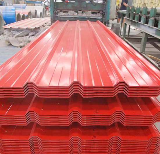 Este ano 0,5 mm 0,6 mm 0,7 mm Material de construção Prime Telhado ondulado Cobertura de zinco pré-pintado com revestimento colorido PPGI PPGL Galvalume Chapa de aço galvanizado